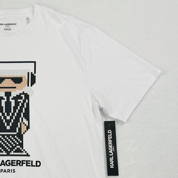Karl Lagerfeld Paris Men’s Medium White Logo T-Shirt Cool Tuxedo Man - Picture 5 of 13